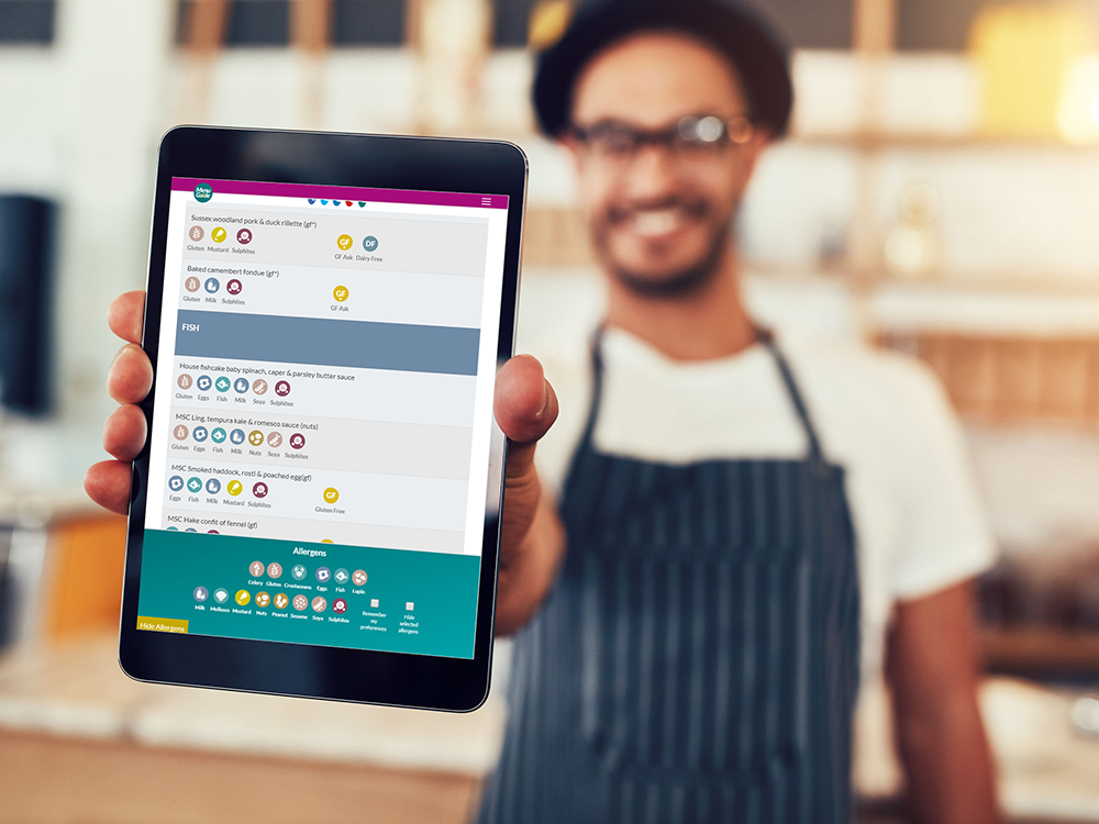 Using Menu Guide to show an allergen menu on a tablet